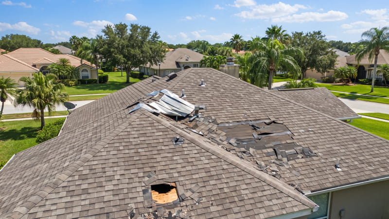 roof leak insurance claim water damage on ceiling in Florida home